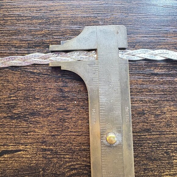 Sterling Silver 925 Braided Flattened Curb Link Chain 5mm Size 17.5" Length - Picture 11 of 11